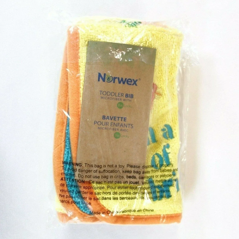 New Norwex Baby Bib Yellow Sunshine Washcloth Microfiber with Baclock
